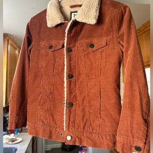 COTTON ON Kids Brown Corduroy Jacket. 7-8 Youth. Faux shearling lined. Like NEW